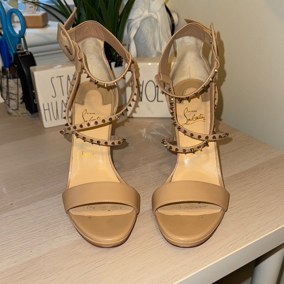 CHRISTIAN LOUBOUTINS |’Choca Lux’ 120mm Platform Leather Sandals in Blush - Picture 5 of 13